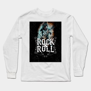 Rock and Roll Guitarist No. 2 on a Dark Background Long Sleeve T-Shirt